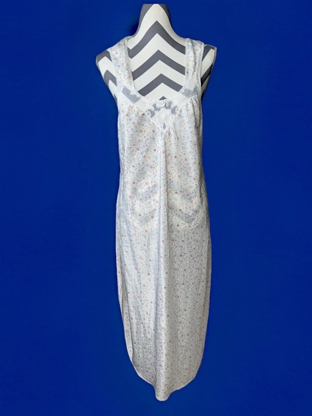 Midnight by Carole Hochman White Slip Nightgown with Pastel Floral Print